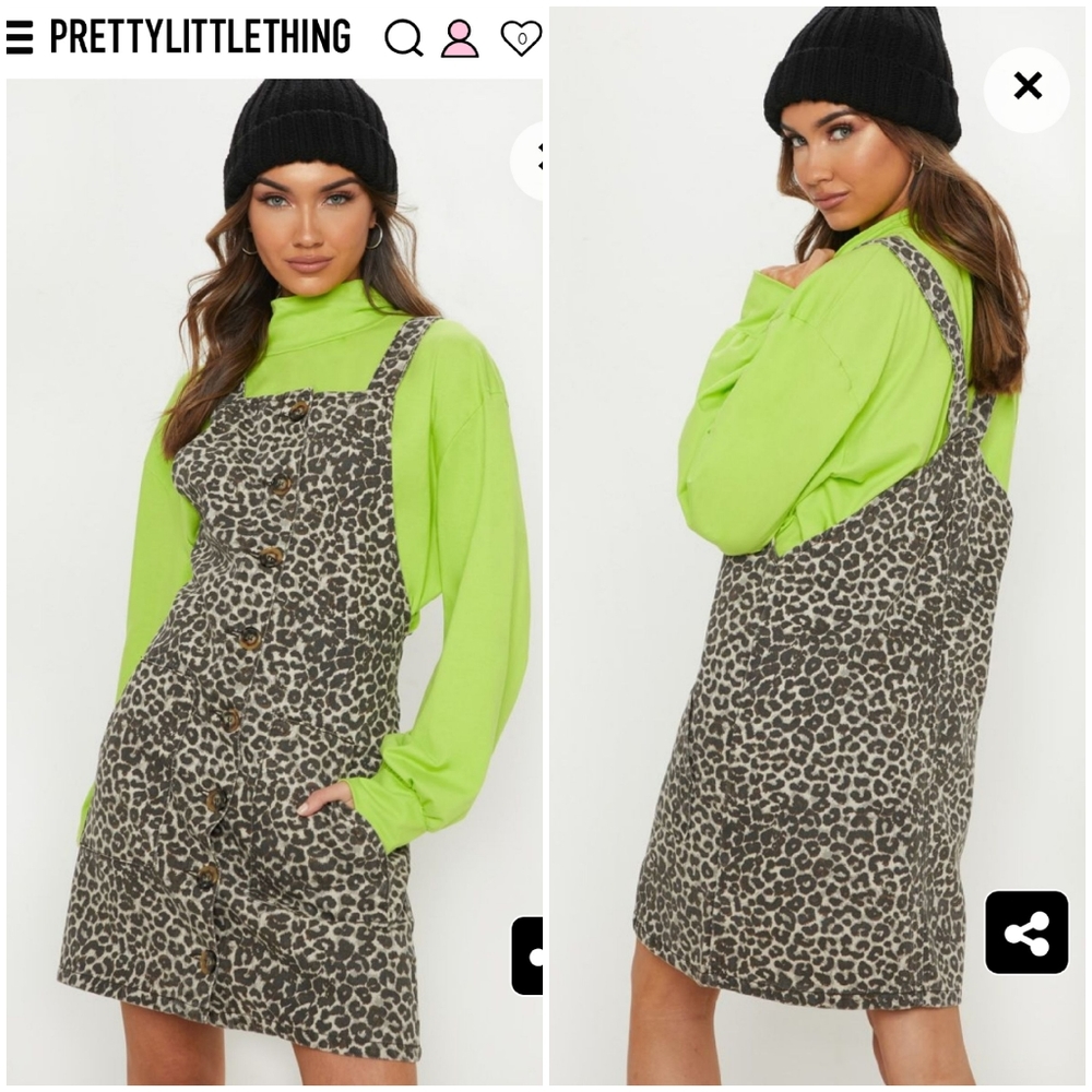 🐆 Leopard Pinafore Overall Dress